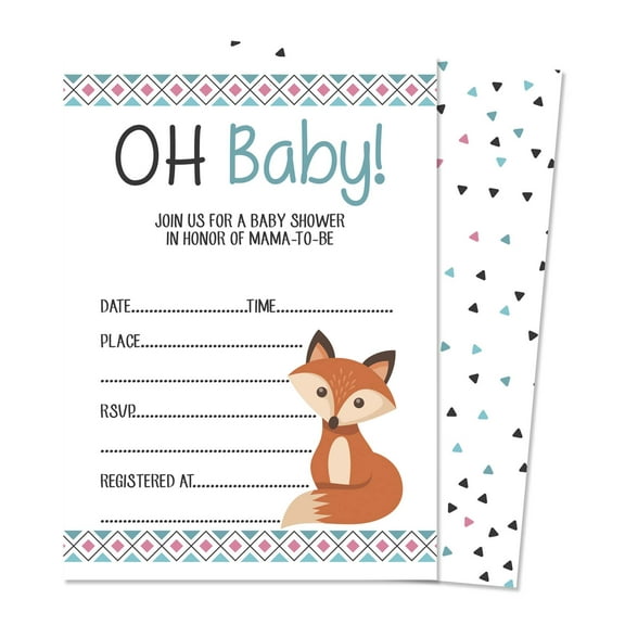 Inkdotpot 30 Jungle Animals Baby Shower Invitation Cards Fill In Blank Invites