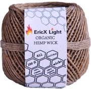 ERICXLIGHT EricX Light 100% Organic Hemp Wick, 200 FT Spool, Well Coated With Natural BeesWax, Standard Size(1.0mm)
