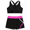 thumbnail image 3 of iiniim Kids Girls 2 Pcs Dance Athletic Ballet Gymnastic Tracksuit Sleeveless Crop Top and Short Set Black&Rose 16, 3 of 7