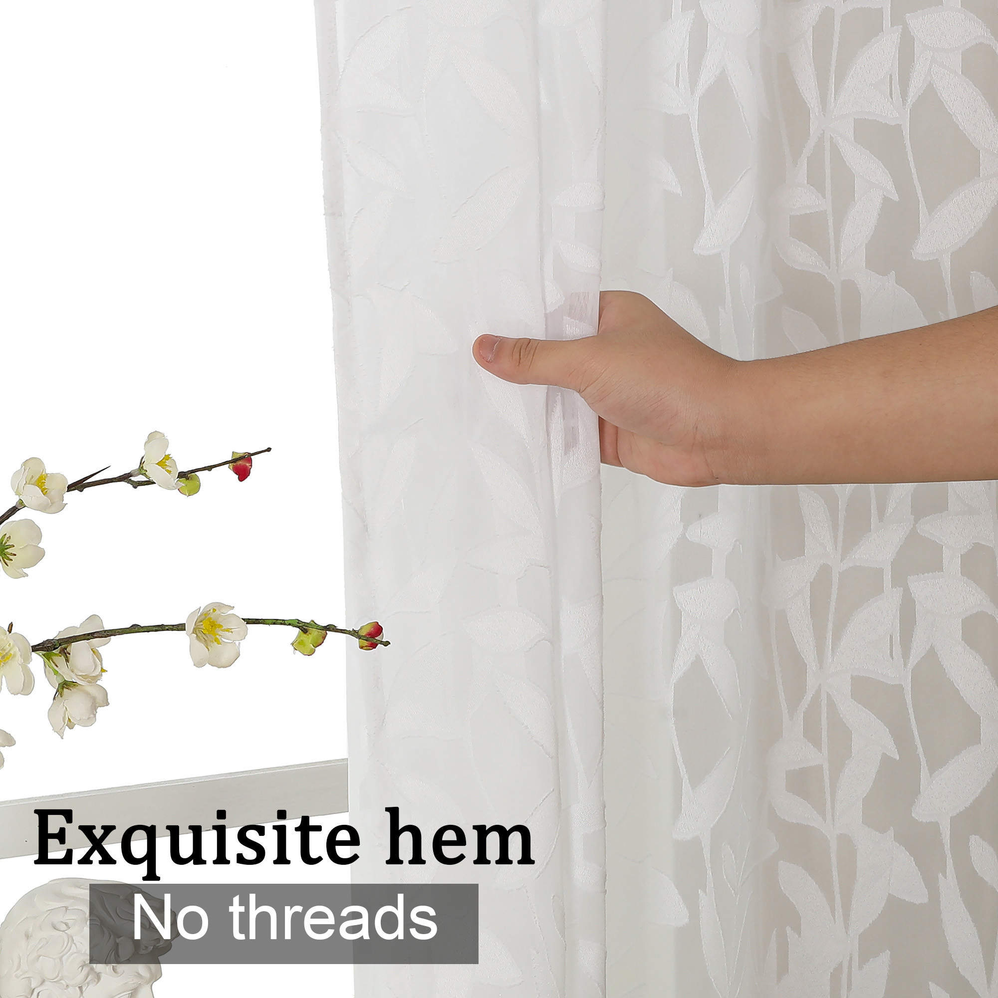 OVZME Leila Ivory Sheer Curtains 63 Inch Length photo 7