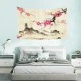 thumbnail image 5 of Vintage Watercolor Spring Cherry Blossom Landscape Cotton Linen Tapestry Wall Art Home Decor, Tapestries Wall Hanging Art Sets, 60W X 40L Inch, 5 of 5
