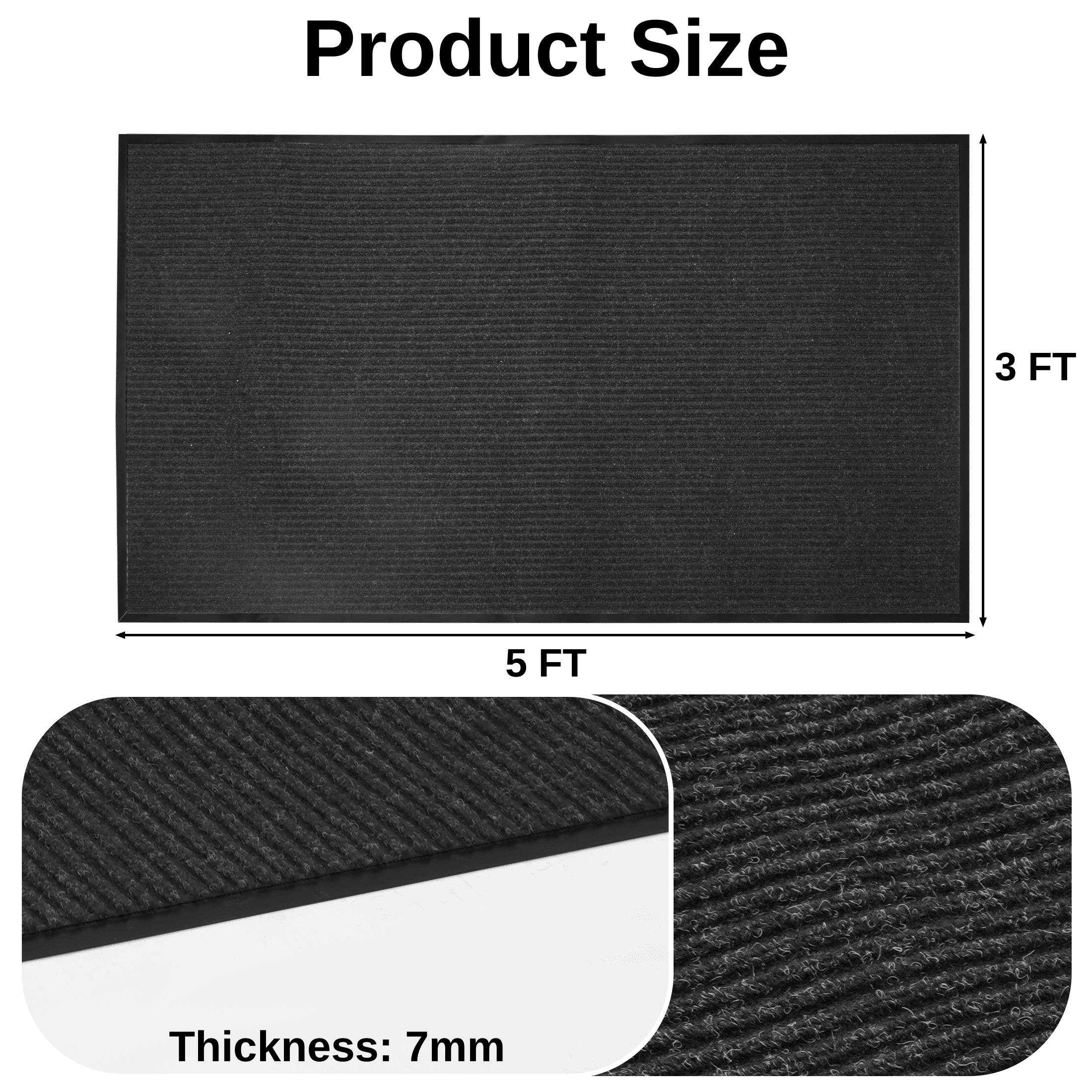 WANLISELL Indoor Outdoor Doormats, Commercial Non Slip Front Door Mat, Entryway Rug for High Traffic Areas, 3' x 5'