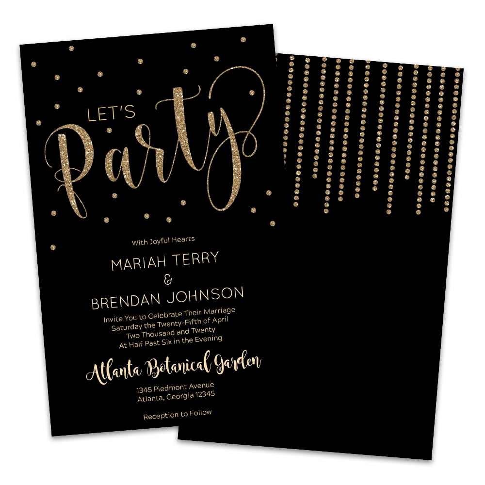 Personalized Gold Colored Dots Wedding Invitation