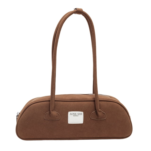 Bolso Axila Con Asa Superior Retro Mujer Gamuza Color Sólido