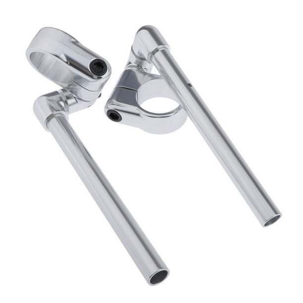 Manillar de aleación CNC de 52 mm Empuñaduras Clip ajustable en horquilla para moto Plata Sharpla Manillar de tubo de horquilla