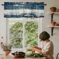 thumbnail image 5 of Abstract White Blue Window Valance Curtain Simple Style Rod Pocket Short Curtain for Living Room, Bedroom & Kitchen Window Decor 42x18in, 5 of 8