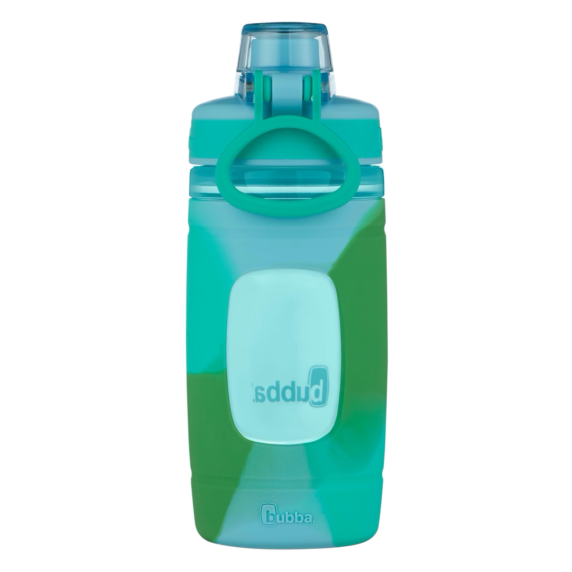 (4 pack) Bubba Flo Kids 16 oz Teal and Green Plastic Water Bottle with Wide Mouth Lid