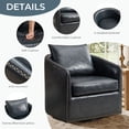 thumbnail image 2 of Bonzy Home 360° Swivel Accent Chair Set of 4 with Throw Pillow, PU Leather Mid Century Modern Armchair with Rivets, Comfy Swivel Barrel Chair for Living Room Bedroom, Navy, 2 of 6