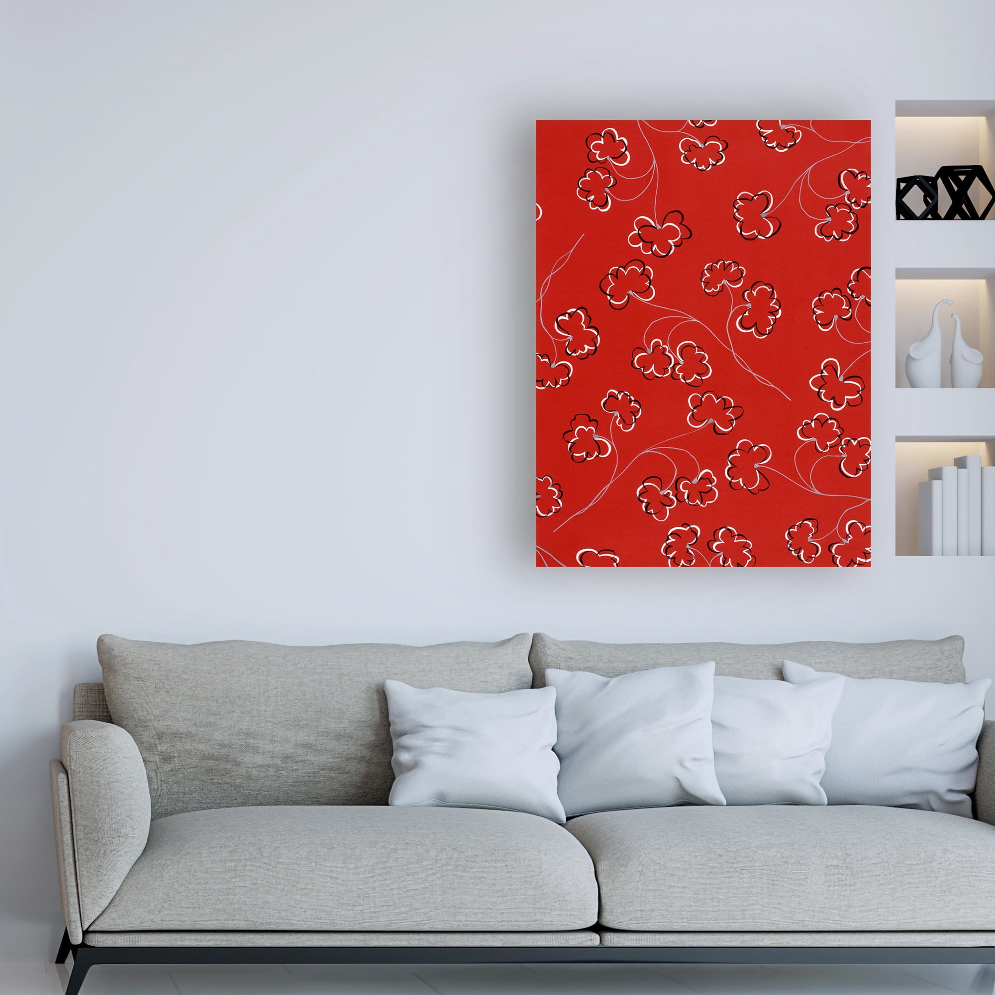 Trademark Fine Art Abstract Canvas Art ' Red Under Flowers ' by Pablo Esteban