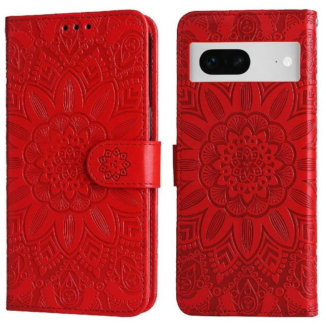 Funda tipo cartera GANGXUN para Google Pixel 7 , diseño girasol, cuero PU, soporte, cierre magnético, tarjetero