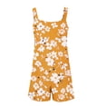 thumbnail image 4 of Women Summer Romper Casual Elegant Flowers Print Tank Top Short Jumpsuit with Pocket Zip Back Tie Knot Front Loose Outfits, Yellow, XXXL, 4 of 5