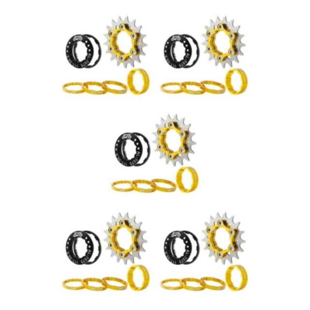 Transemion Single 1 Speed Cassette Cog Durable Fixed Gear Conversion Set for 7-10s Hubs Gold 17T 5Set