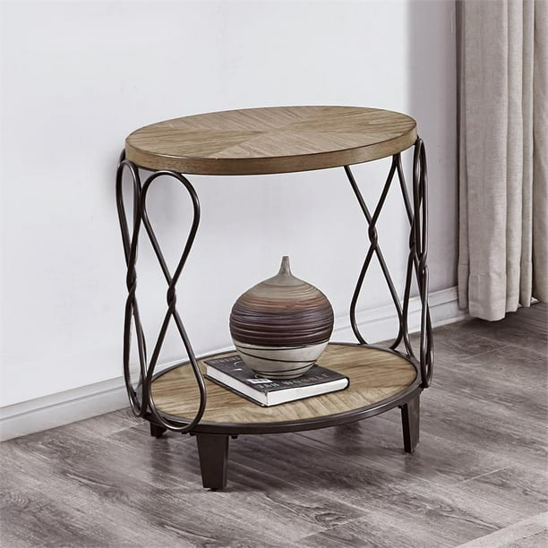 Belcourt Rustic Brown with Dark Metal Base End Table