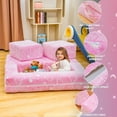 thumbnail image 5 of AWQM Kids Couch,Glow in The Dark Baby Modular Couch with Washable and Durable Plush Covers,Convertible Baby Fold Out Play Foam and Floor Cushion for Nursery Playroom, Pink+Clouds, 5 of 8