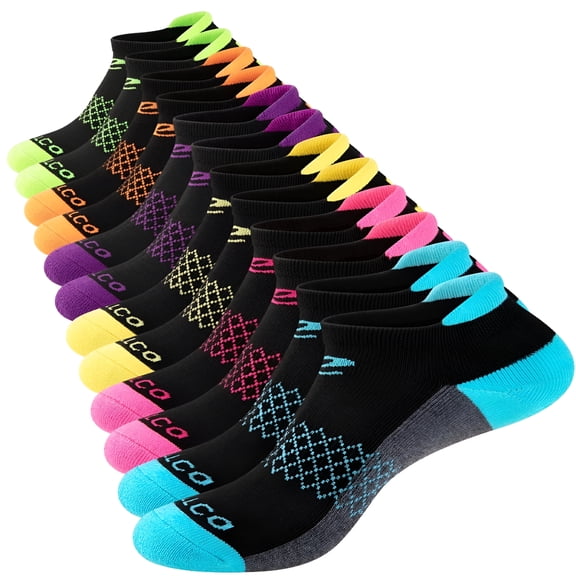 TELOLY Women's Athletic Ankle Socks, Cushioned Color Socks, Moisture Wicking Socks, 6 Pairs