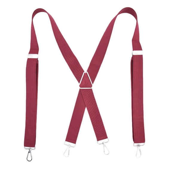 Lovskoo X Back Clip On Suspenders Mens 4 Point Attachment 1.4 Inch Elastic Solid Color Braces for Trousers Khakis Jeans