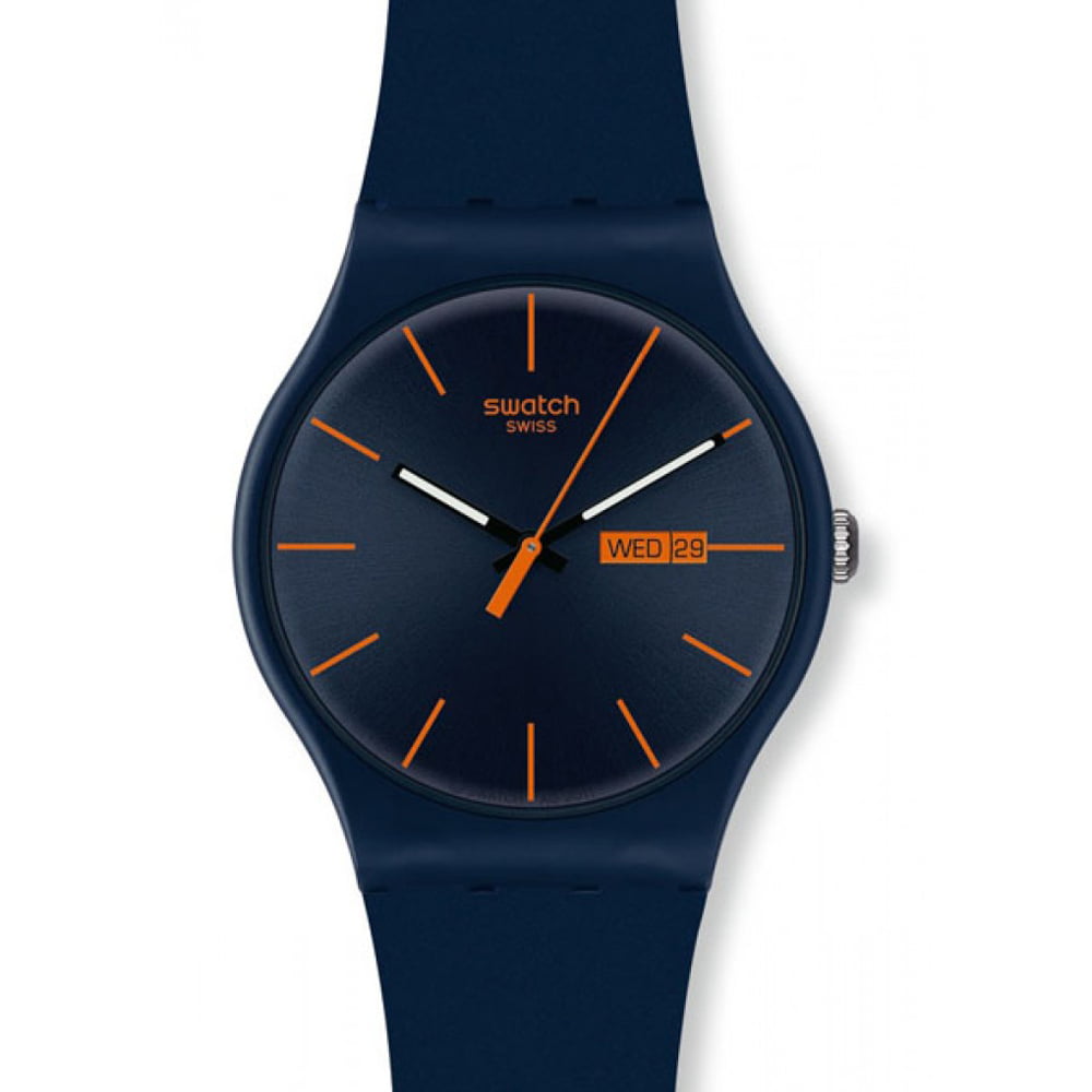 Swatch SUOZ702 Unisex New Gent Swatch Roland-Garros Blue Dial Silicone Strap Watch