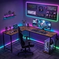 thumbnail image 2 of EDX Stylish L-shaped desk optimizes space, boosts productivity with ample dual-surface workspace and ergonomic modern design, Rust, 2 of 7