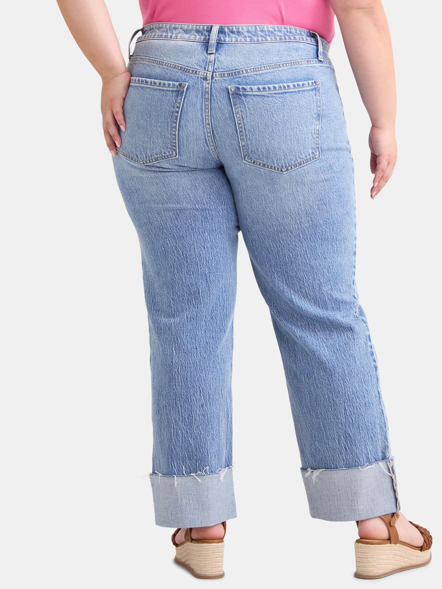 Terra & Sky Women's Plus Size Denim High Rise Wide Leg Jeans, 29" Inseam, Sizes 14W-28W