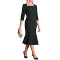 thumbnail image 2 of INSPIRE CHIC Women's Elgant Fishtail Dress Square Neck Belted 3/4 Sleeve Work Mermaid Dresses XL Black, 2 of 5