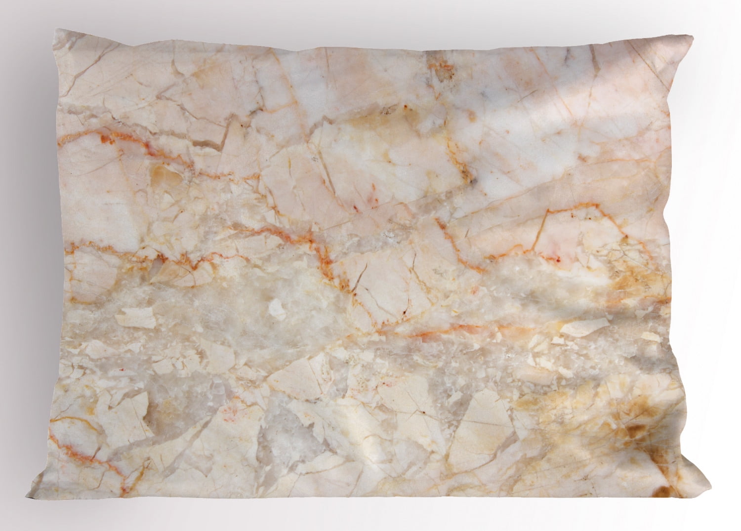 Marble Pillow Sham Mine Pattern Design Natural Fractures Realistic Stained Surface Art Print, Decorative Standard Size Printed Pillowcase, 26 X 20 Inches, Orange Sand Brown, by Ambesonne