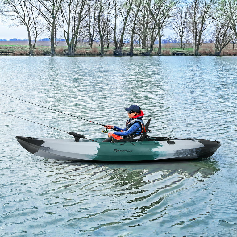 Costway Single Sit-on-Top Fishing Kayak Single Kayak Boat W/Fishing rod  holders & Paddle 