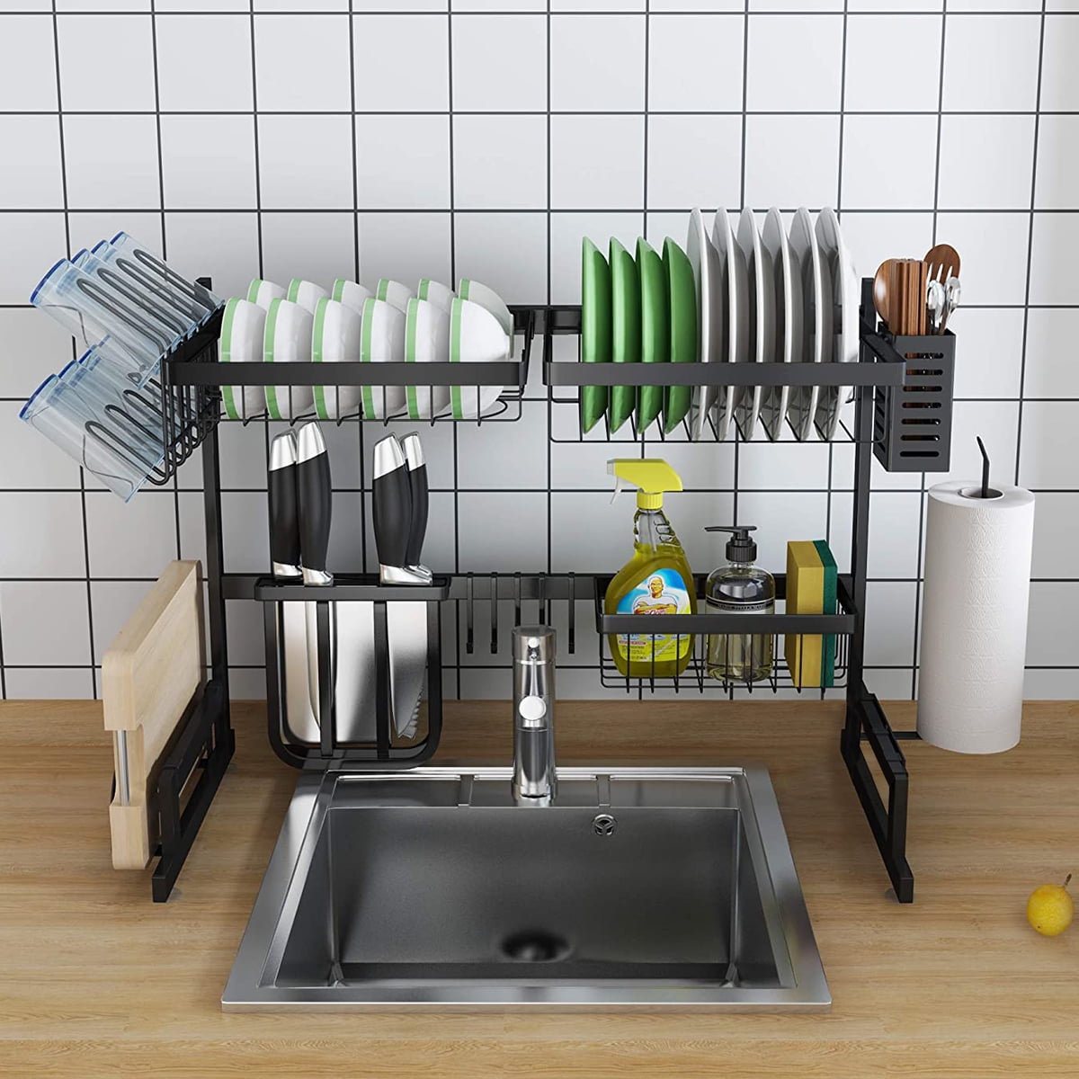 Over Sink Shelf Dish Cutlery Drying Drainer Utensils Holder Washing Organizer Kitchen Space