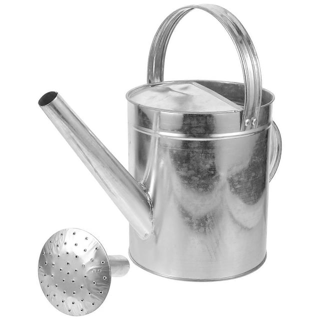 Large Metal Watering Can Pot Shaped Watering Can Gardening Tool Watering Plants Silver 46.00X35.00X20.00cm Large Capacity 1Pcs