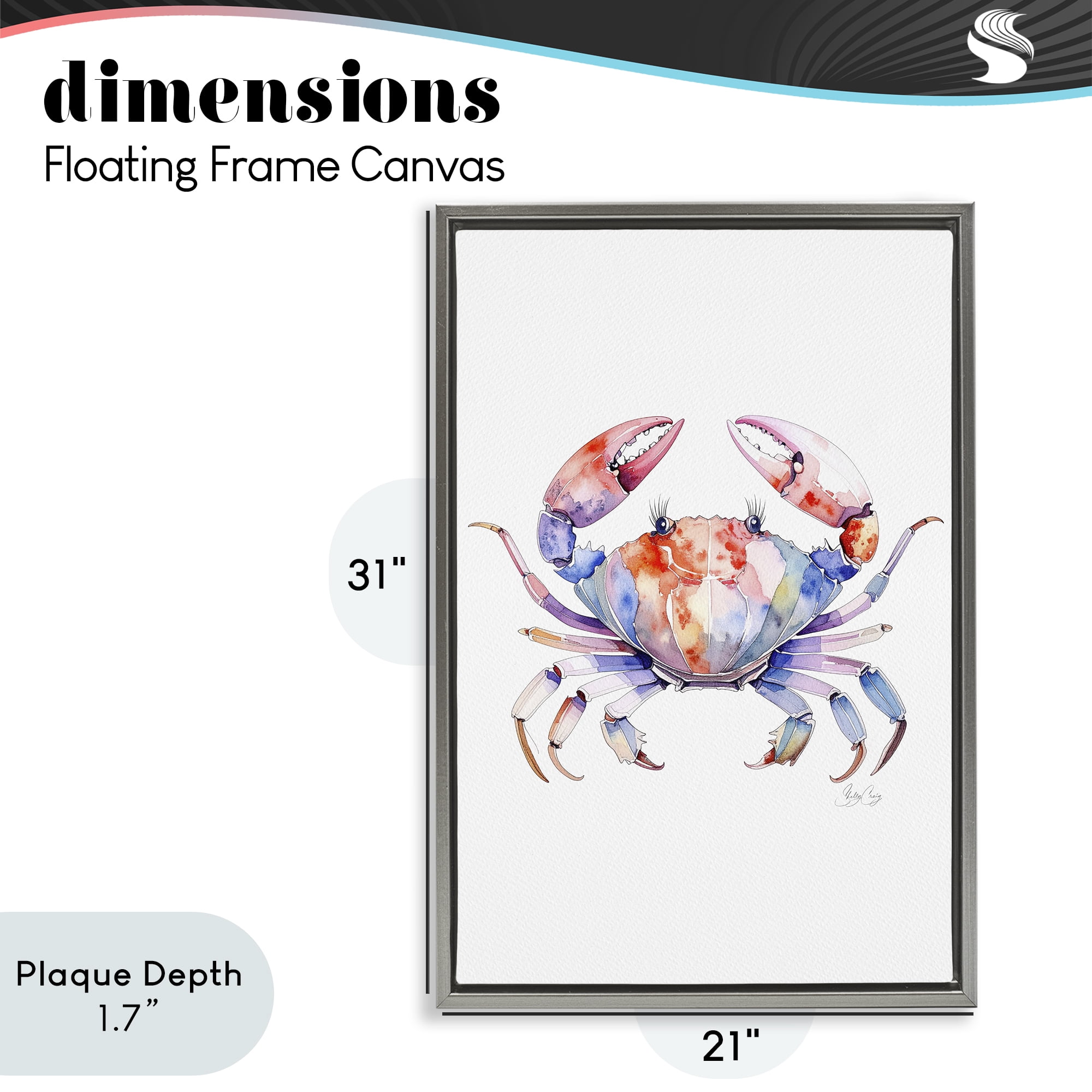 Stupell Industries Tide Dancer Crab Gray Framed Floater Canvas Wall Art, design by Shelly Craig