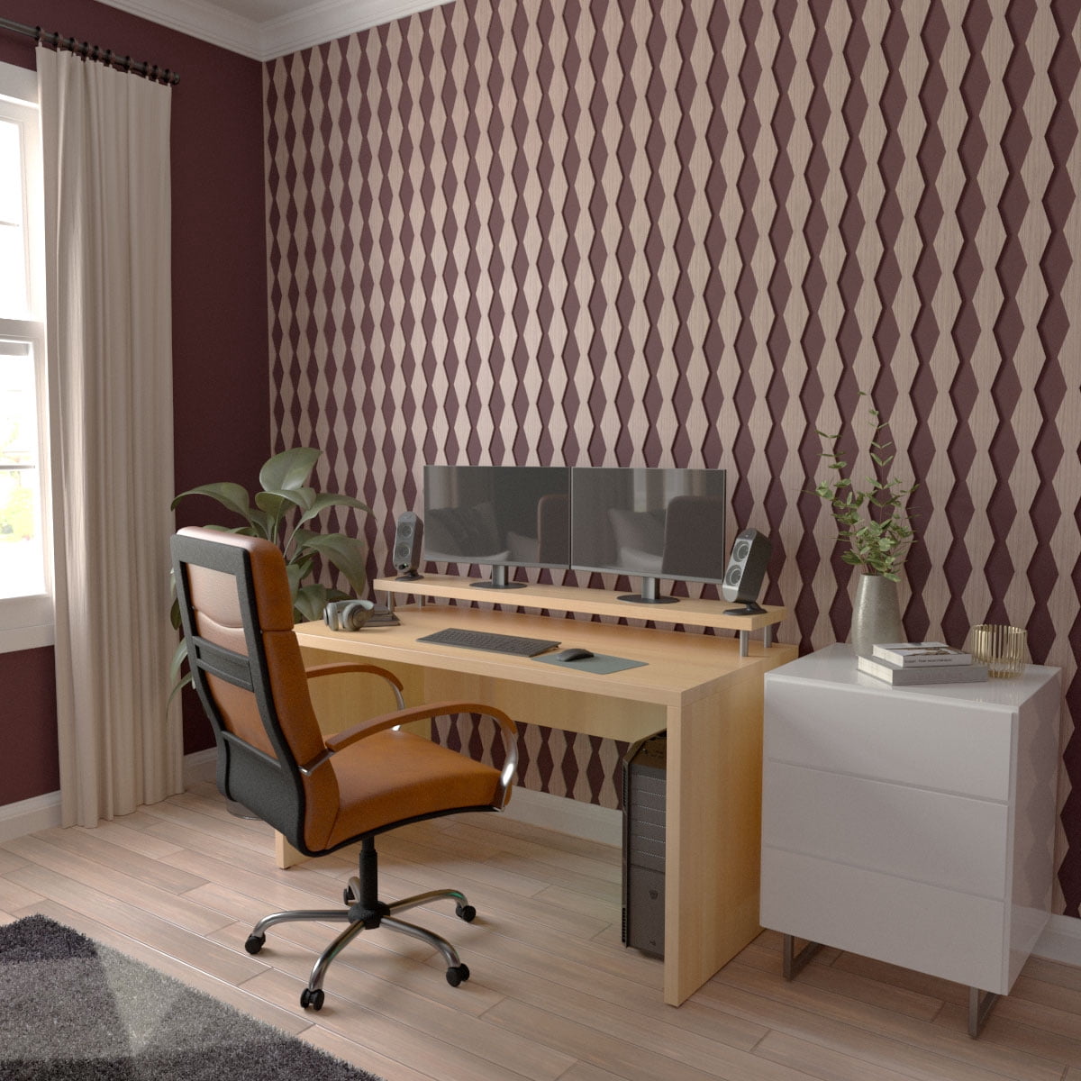 Ekena Millwork 47"H x 1/4"T Cimarron Adjustable Wood Decorative Slat Wall Panel Kit, Walnut (contains 23 Slats + 1 Straight Edge Starter Slat)