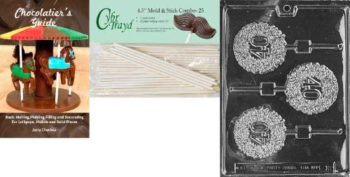 40th Lolly Chocolate Mold w/Cybrtrayd Instructions FREE STICKS