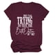thumbnail image 3 of Camiseta holgada informal con estampado de letras blancas, transpirable y cómoda, cuello redondo, mangas cortas, talla M Top de verano rojo vino, 3 of 5