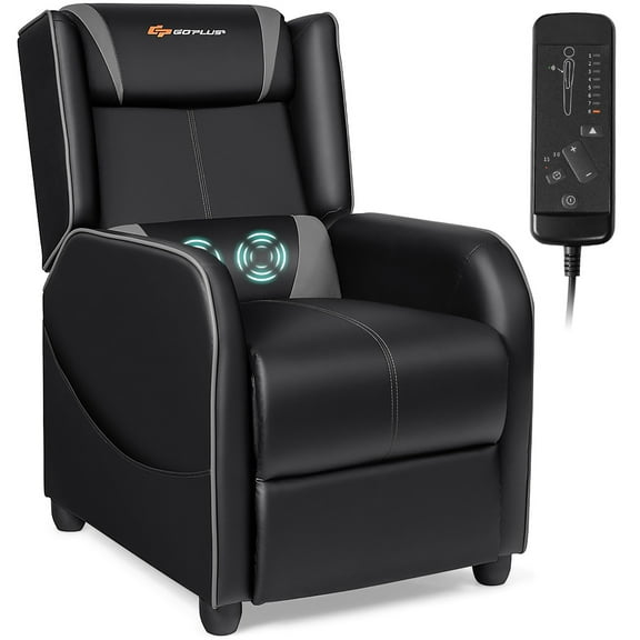 Goplus Massage Gaming Recliner Chair Single Living Room Sofa Home Theater Seat Gray