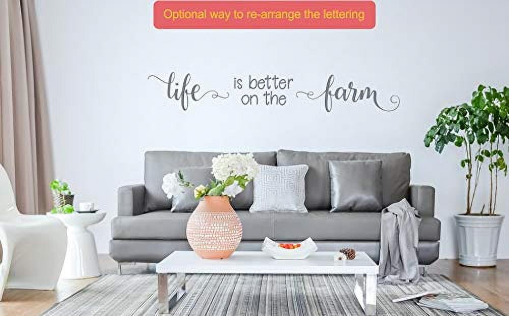 Life is Better on The Farm Wall Decals Vinyl Stickers Home Decor Quote 37x20-Inch Storm Gray