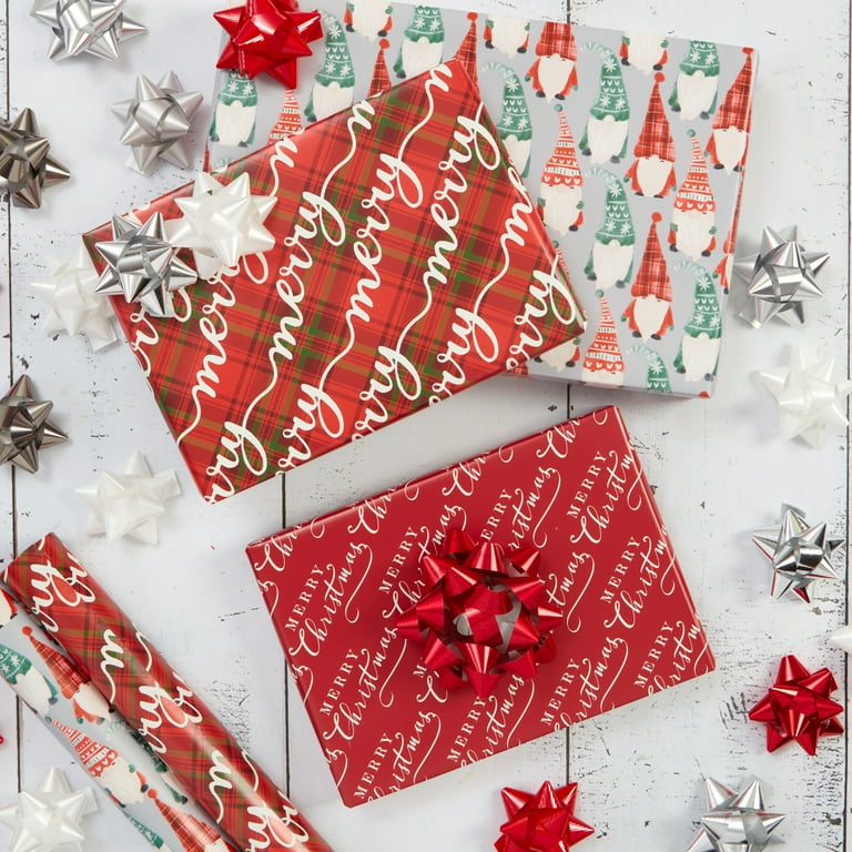 JAM & Envelope Matte Black Holiday Gift Wrap Paper, 25 sq ft