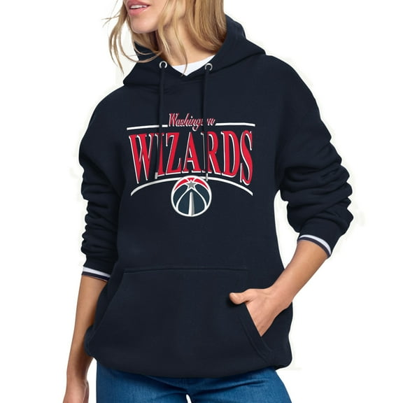 Women's Starter Navy Washington Wizards Arch Stripe Fleece Hoodie