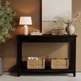 thumbnail image 2 of Finmind 41.3" Solid Wood Console Table, Farmhouse Entryway Table with Storage Shelf, Sofa Console Behind the Couch for Living Room, Hallway, Black, 2 of 8