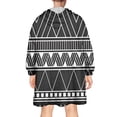 thumbnail image 2 of Wearable Oversized Blanket,Black Geometric Striped Pattern Wearable Blanket Hoodie for Adults,Cozy Hooded Blankets with Super Pockets,Super Warm Fuzzy Pullover for Women & Men, 2 of 6