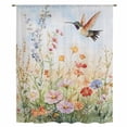thumbnail image 2 of Spring Floral Sheer Curtains 45 Inches Long, Hummingbird Summer Botanical Watercolor Light Filering Curtains, Breathable Simi Curtain Privacy Drapes for Kitchen Bathroom Small Window Treatment, 2 of 9