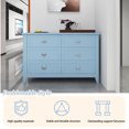 thumbnail image 3 of HIUU Wood 6 Drawer Dresser,Mid Century Modern Chest of Drawers for Living Room,Antique Blue Dressers with Shell Handle, 3 of 10
