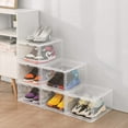 thumbnail image 5 of Clear Stackable Shoe Storage Boxes: 6 Pack Balck Large Sturdy Plastic Shoe Organizer Containers for Closet, Drop Front Shoe Bins for Display Sneakers, Fit Shoe Size Up to US Men 12, 5 of 12