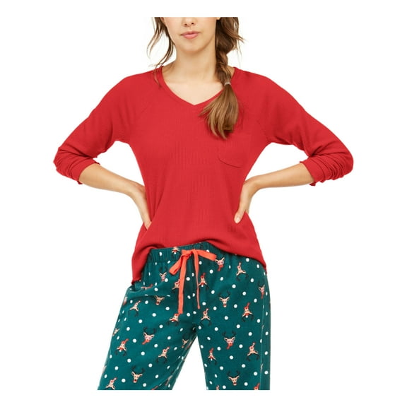 JENNI Intimates Red Ribbed Solid Sleepwear Shirt Juniors Size: XXL