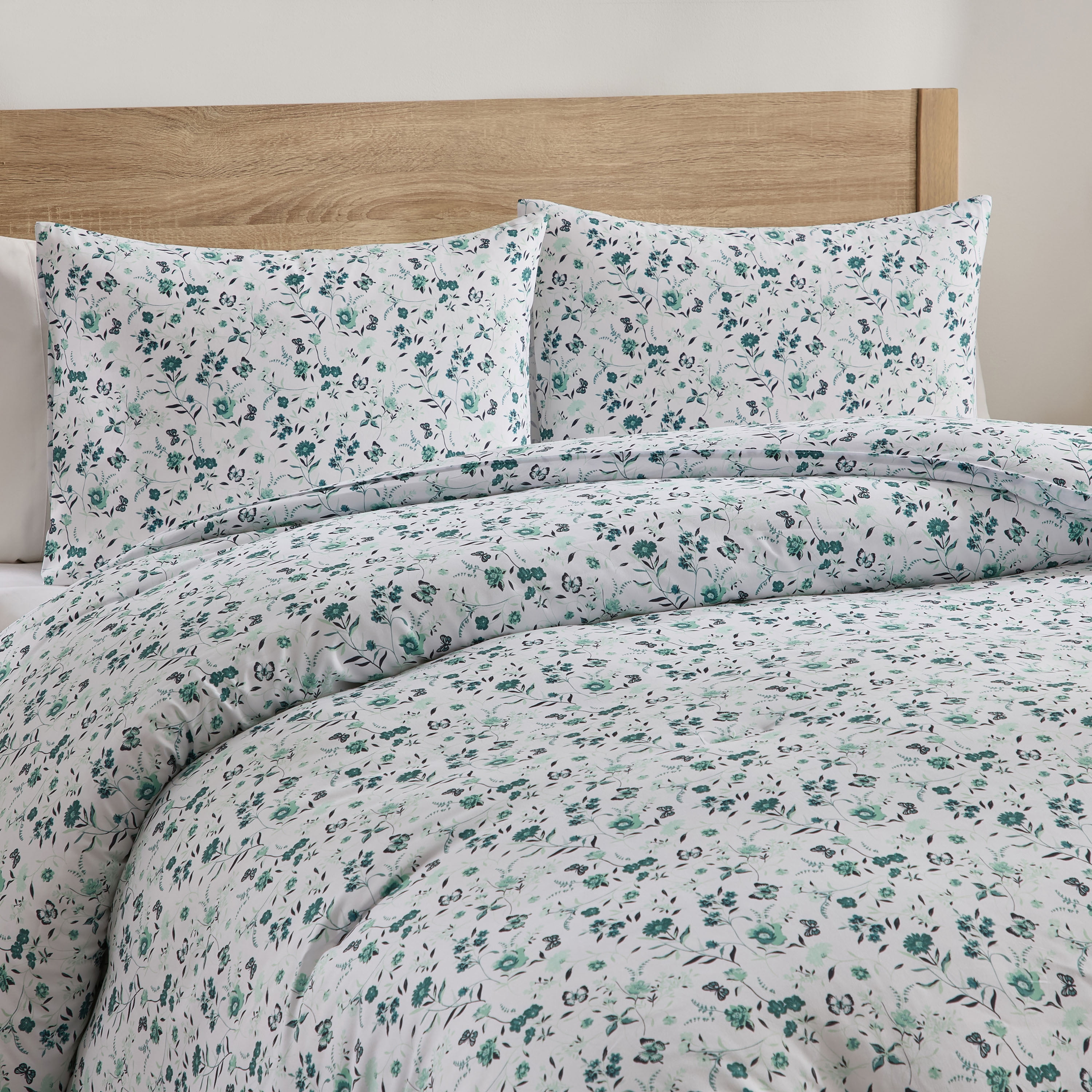 LammaLoe Queen Comforter set, 3 Piece Floral Bedding Comforter Set with Sheets, Bed in a Bag, Green