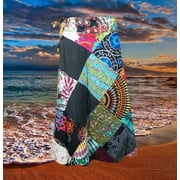 Womens Wrap Around Skirts, Handmade Cotton Skirts, Summer Skirts, Blue Patchwork Boho Short Skirt, Summer Fashion One Size