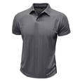 thumbnail image 5 of Mens Textured Jacquard Polo Shirt Super Stretch Short Sleeve Polo Shirts for Men Dark Gray, 5 of 6