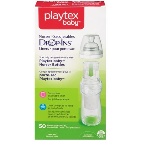 - Playtex Baby Drop-Ins Pre-Sterilized Disposable Liners, 8-10 oz, 50 ea