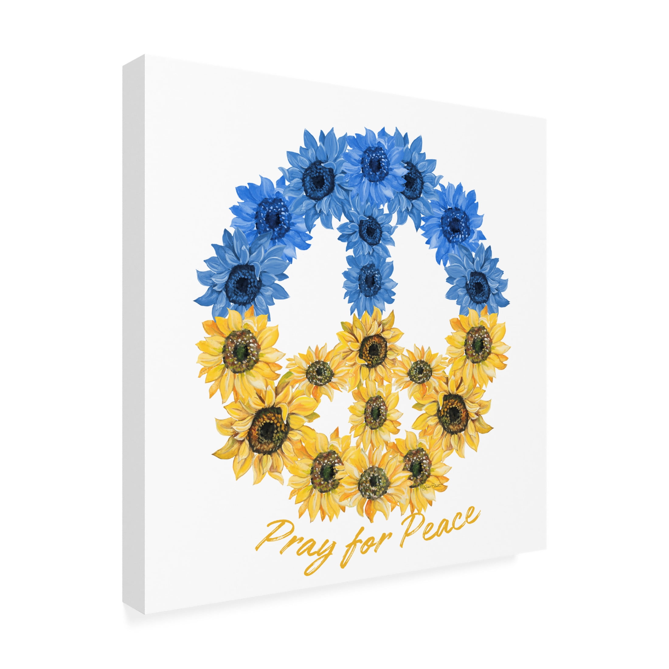 Canvas Wall Art - Jean Plout 'Pray for Peace' Wall Art for Living Room, Bedroom, or Office Décor by Trademark Fine Art - 35 x 35 Inches