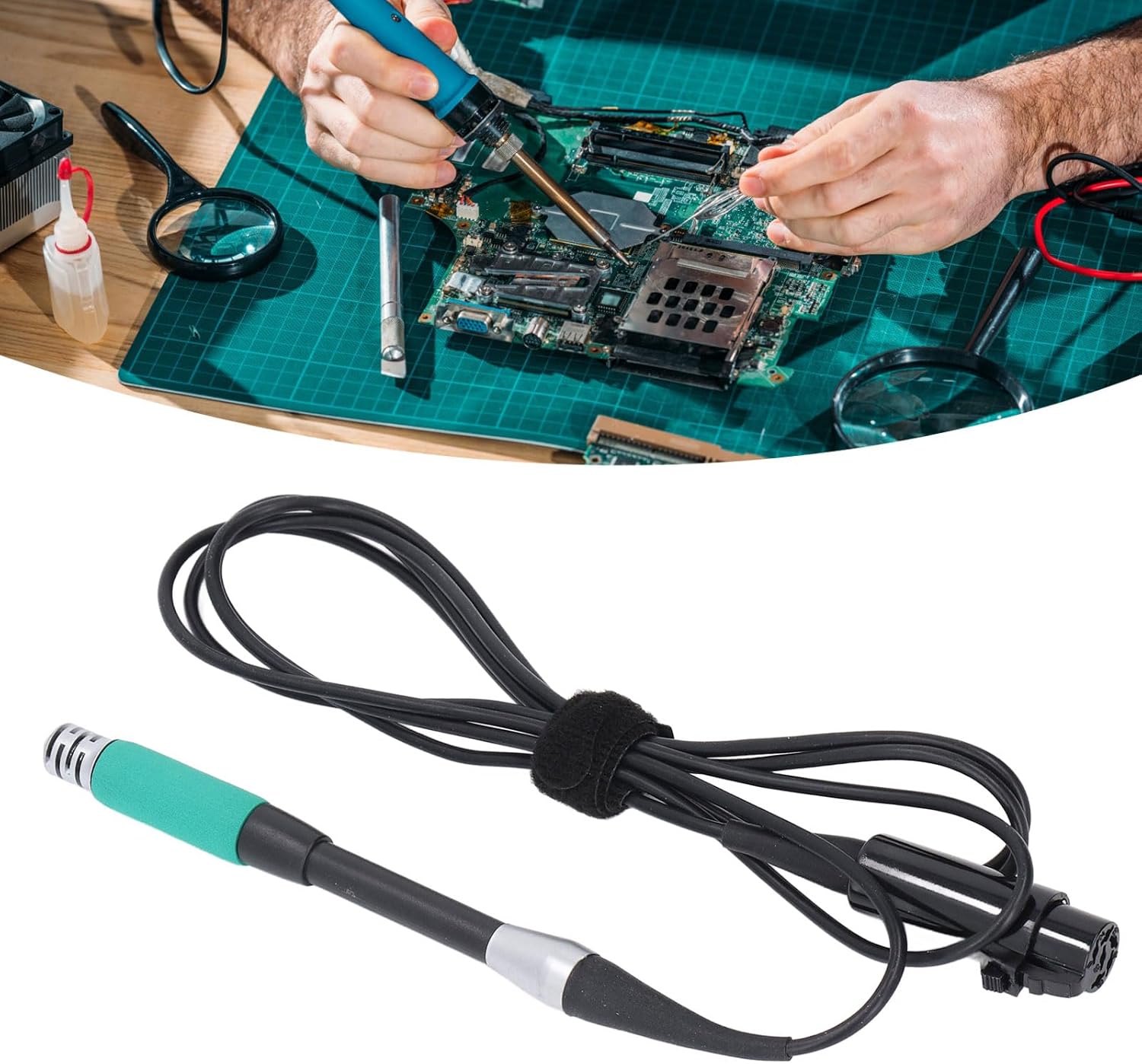 Gamvdout Electric Soldering Station Welding Electric Soldering Iron Handle 6 Core Connector Replacement Soldering Iron Handpiece 24V 75W