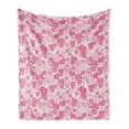 thumbnail image 1 of Vines Soft Flannel Fleece Throw Blanket, Monotone Grapes Leaves Wine Theme Blush Tones Rhythmic Abstract Pattern, Cozy Plush for Indoor and Outdoor Use, 50" x 70", Pastel Pink and White, by Ambesonne, 1 of 5