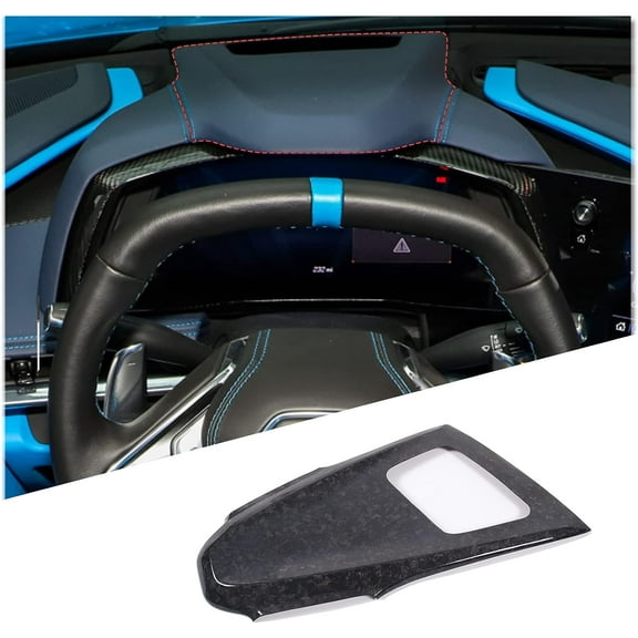 Real Carbon Fiber Interior Upper Dash Instrument Panel Cover Fit for Chevrolet Corvette C8 Stingray 2020-2023, Console Upper Dash Board Trim Frame Decorative Accessories, with HUD